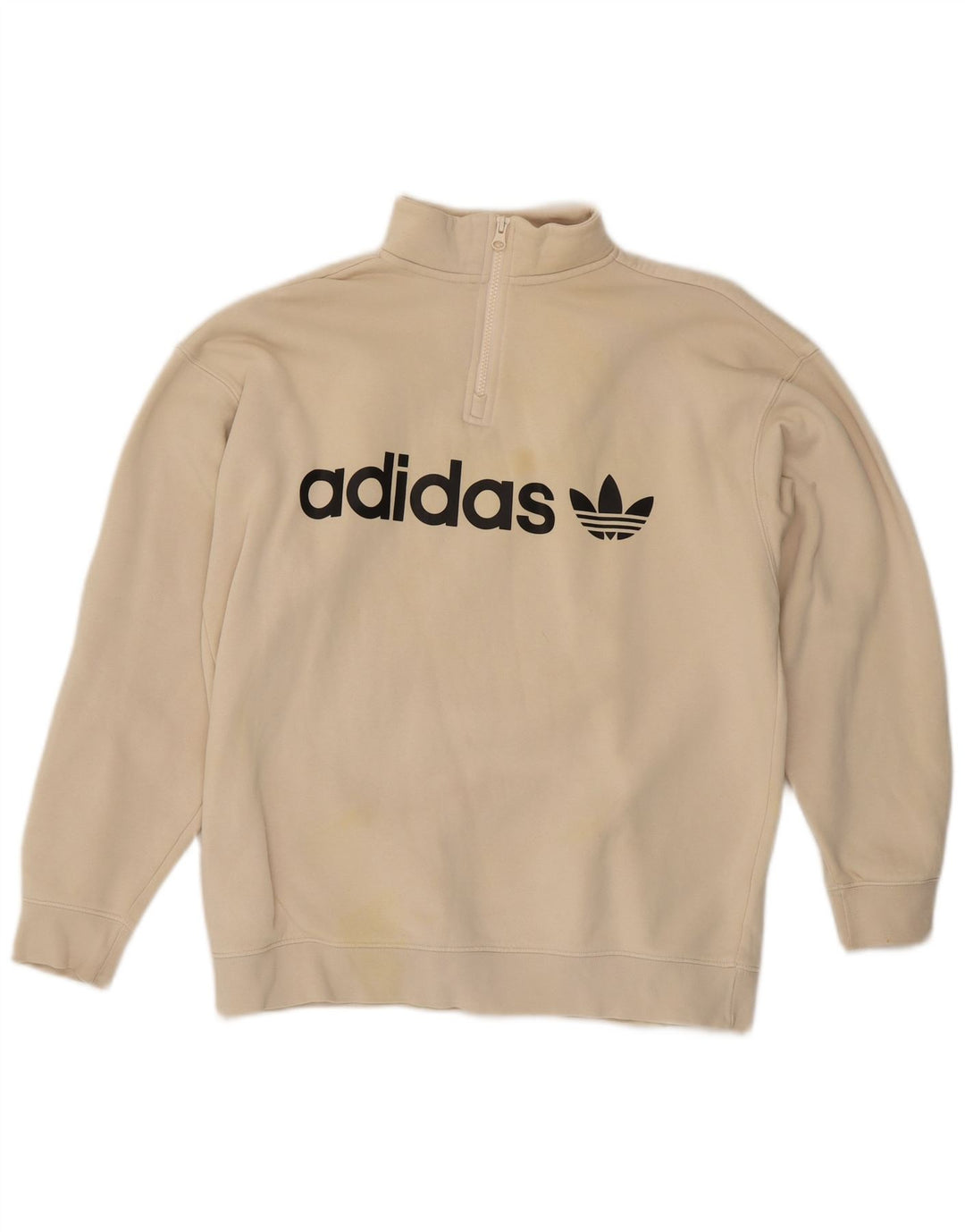 Felpa grafica oversize da donna Adidas maglione UK 12 beige medio