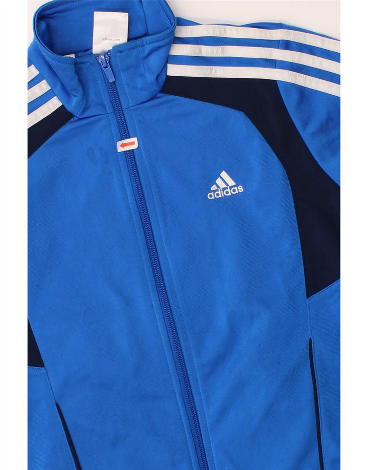 ADIDAS Boys Graphic Tracksuit Top Jacket 9-10 Years Blue Colourblock Vintage Adidas and Second-Hand Adidas from Messina Hembry 
