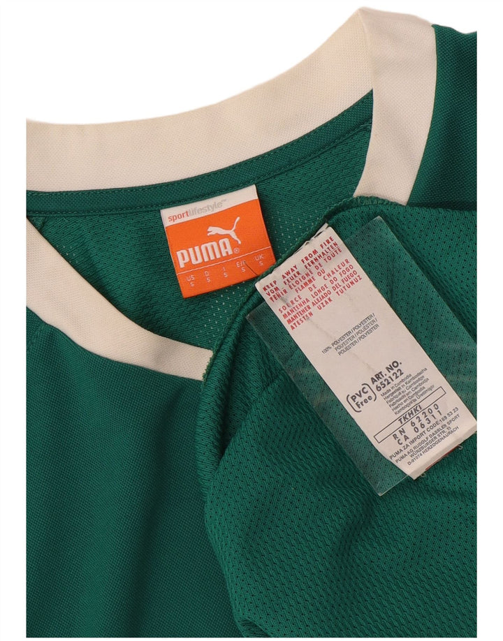 Puma Mens Graphic T-Shirt Top Small Green Colourblock Polyester