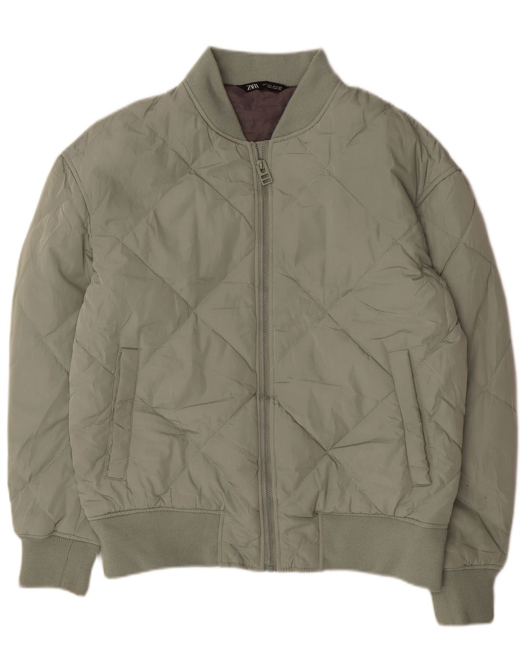 Giacca imbottita da uomo Zara UK 40 grande poliestere verde