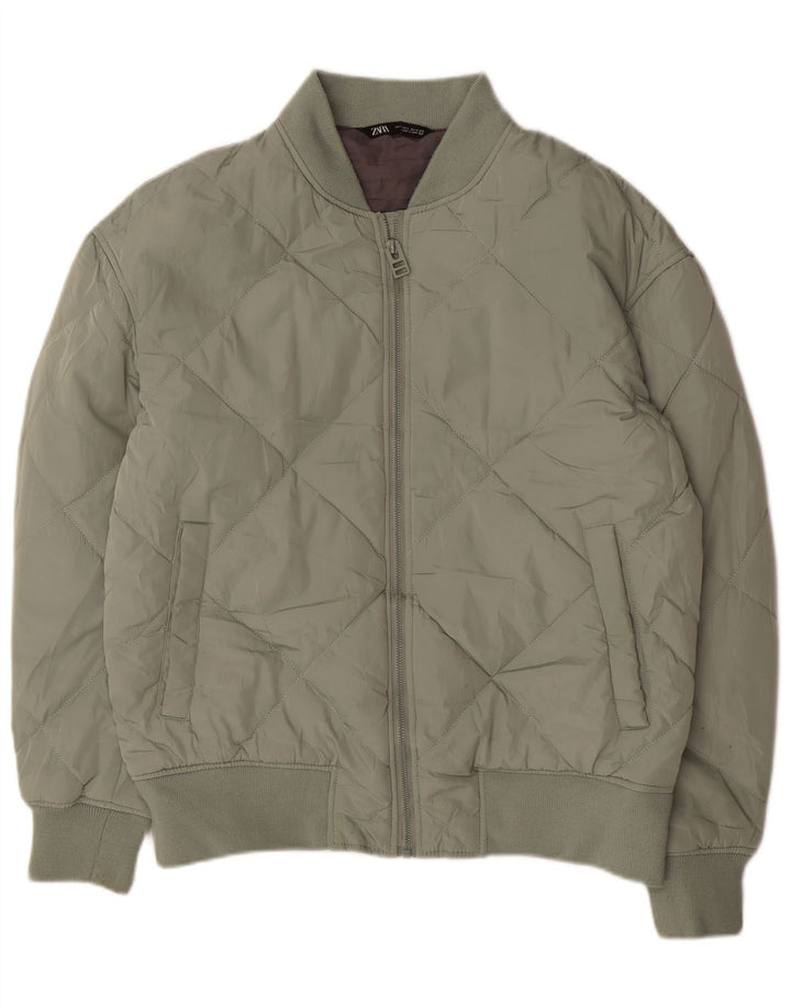 Giacca imbottita da uomo Zara UK 40 grande poliestere verde