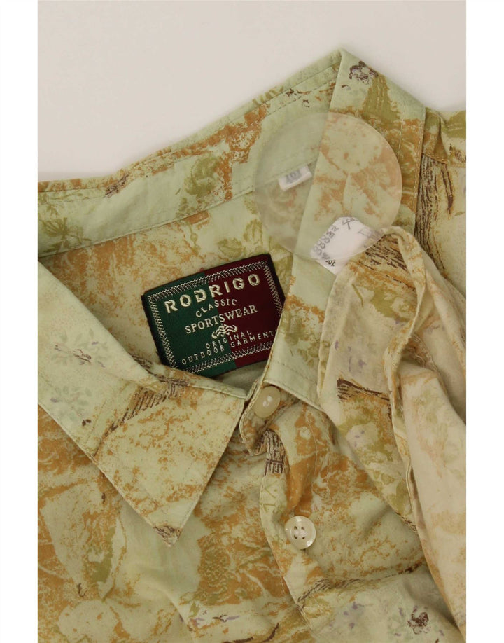 Rodrigo Mens Abstract Pattern Short Sleeve Shirt Size 42 Large Green Cotton