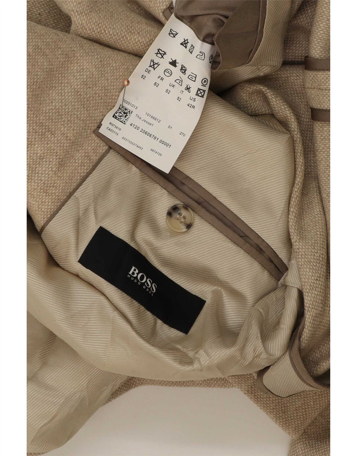 Blazer pentru bărbați Hugo Boss cu 2 nasturi EU 52 XL Lână virgină bej