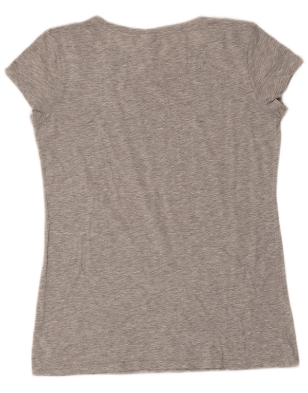 Benetton Dame Snoopy Grafisk T-Shirt Top UK 12 Medium Grey Flecked