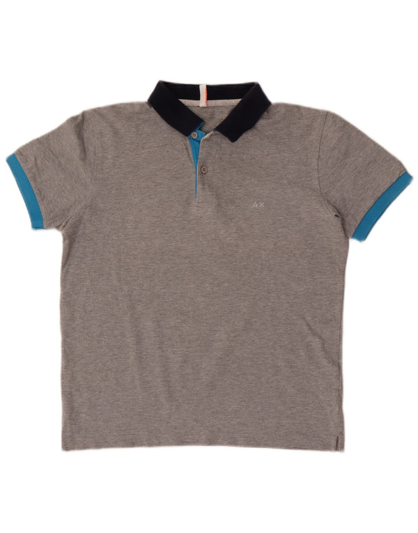 Sun68 Mens Polo Shirt Small Grey Colourblock Cotton