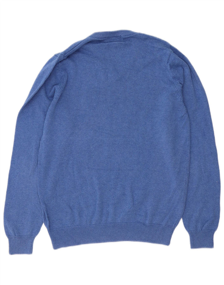 Marks & Spencer Mens V-Neck Jumper Sweater Small Blue Cotton