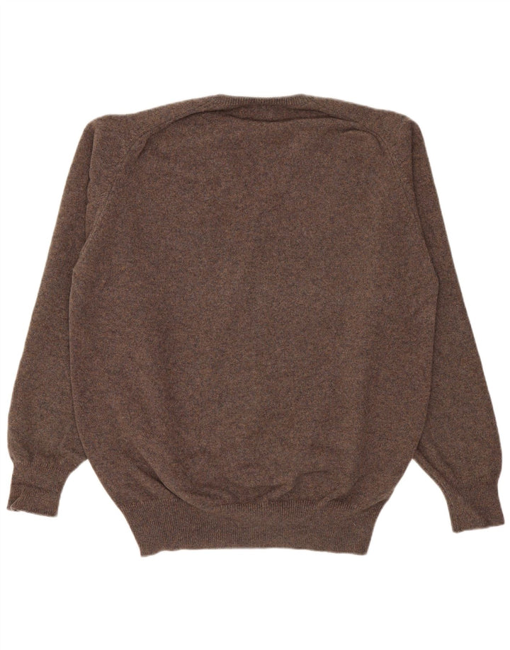 William Lockie Maglione da uomo con scollo a V in lana d'agnello marrone medio