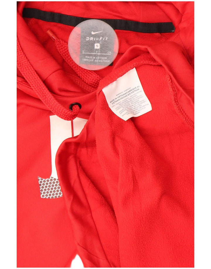 Nike Mens Dri Fit Graphic Hoodie Jumper Small Red Polyester
