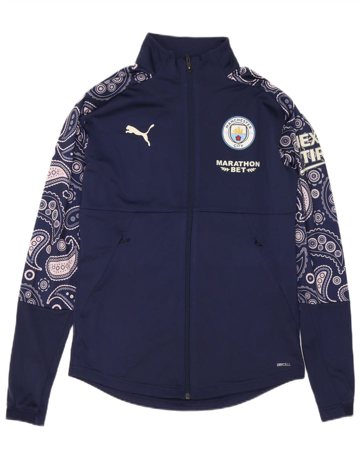 Giacca da ginnastica grafica da uomo Puma piccola in poliestere Paisley blu navy