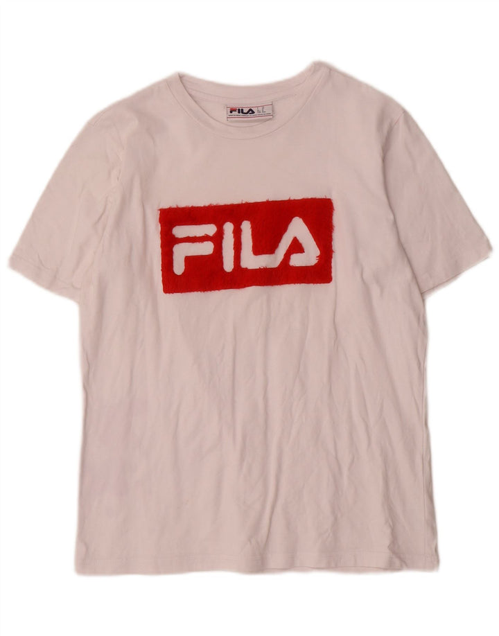 Fila T-shirt graphique pour femme UK14 en coton blanc moyen