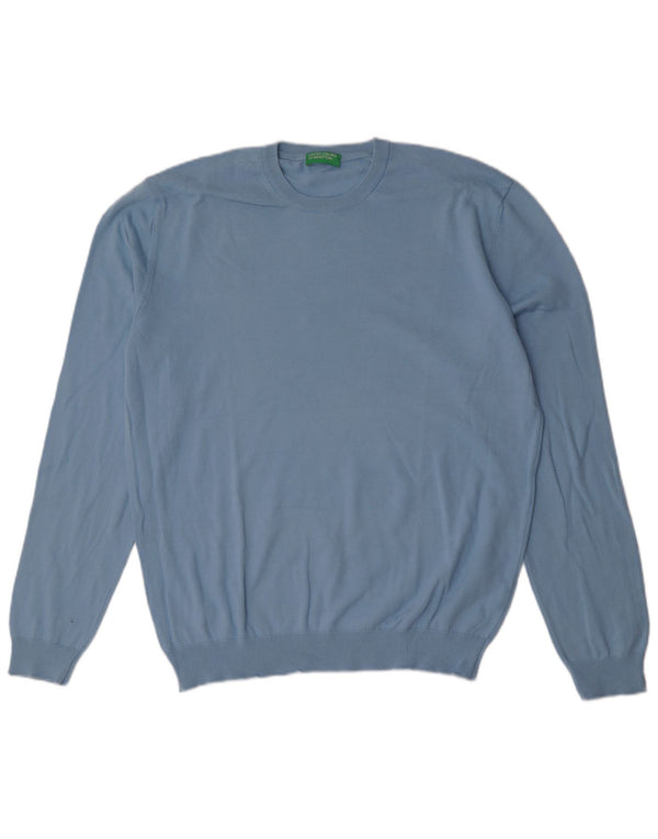 Maglione da uomo girocollo Benetton XL in cotone blu
