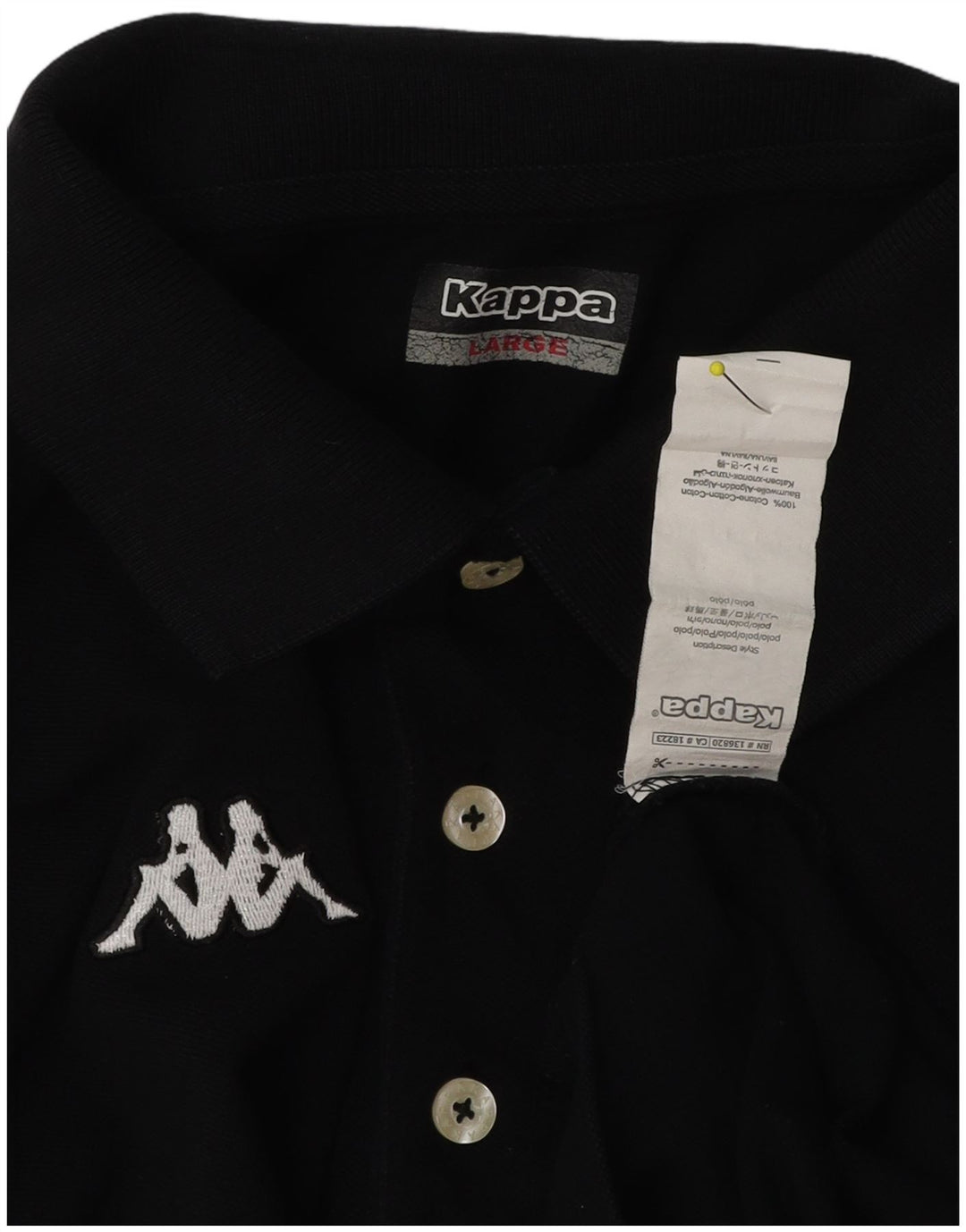 Kappa Mens Polo Shirt Large Black Cotton