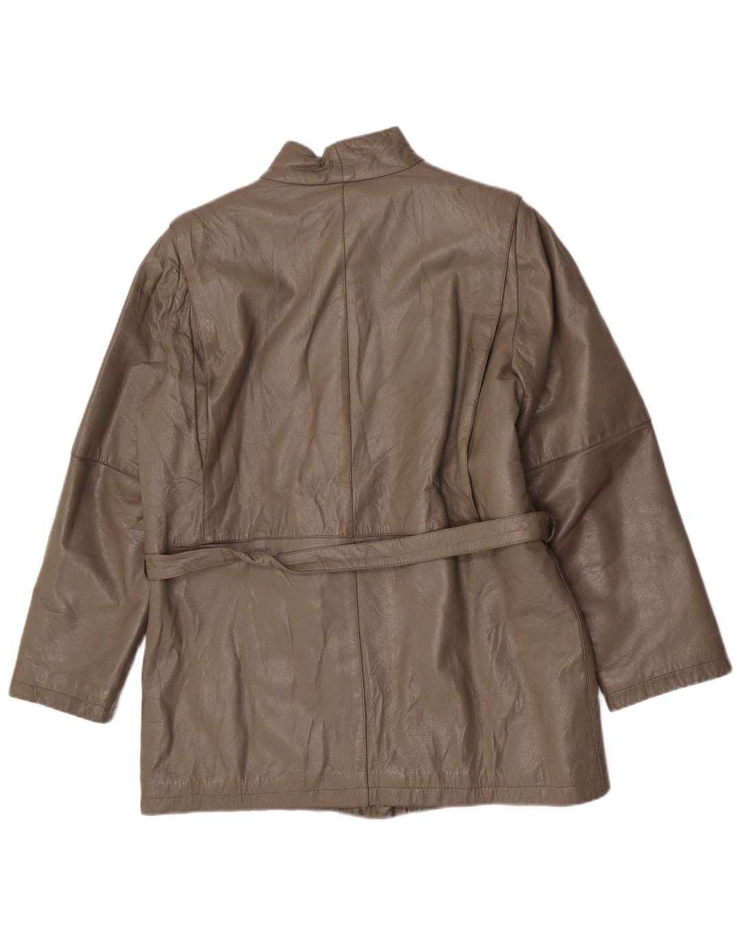 Vintage mujer regular fit chaqueta IT 46 grande gris cuero clásico