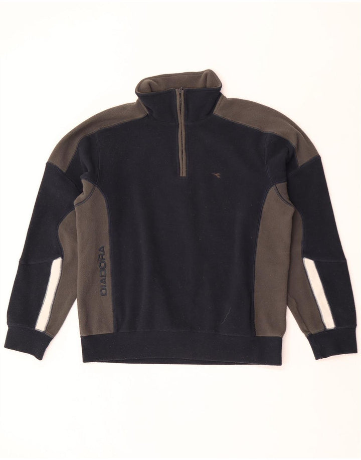 Diadora Herre lynlås-hals Fleece Jumper Medium Navy Blue Colourblock Polyester