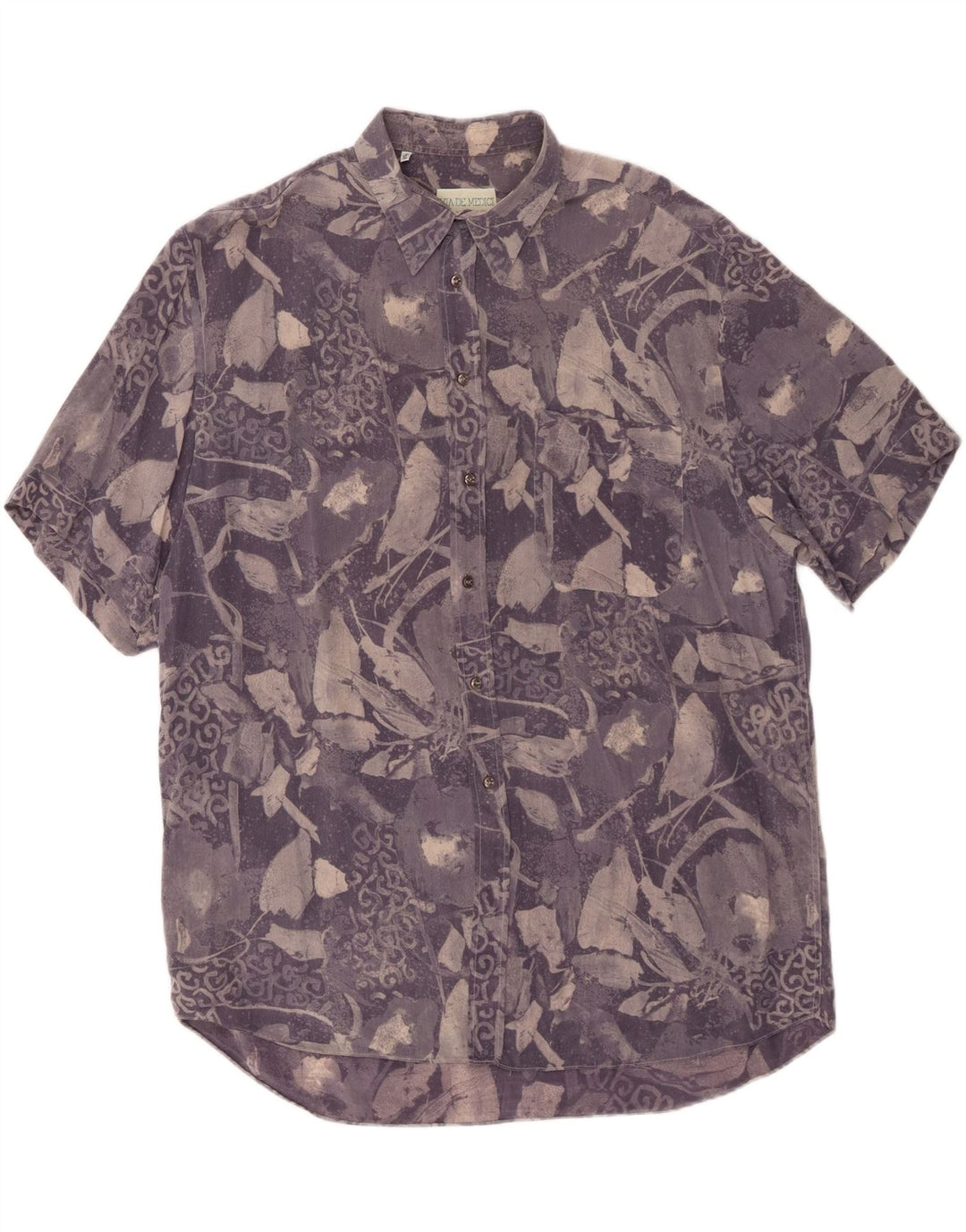 VINTAGE Mens Abstract Pattern Short Sleeve Shirt XL Blue