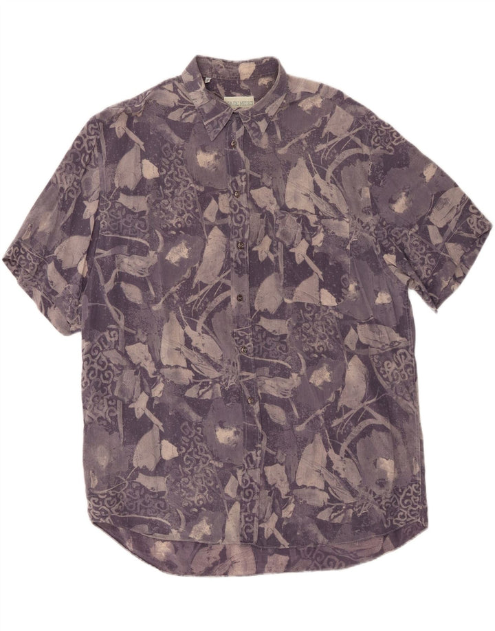 VINTAGE Mens Abstract Pattern Short Sleeve Shirt XL Blue