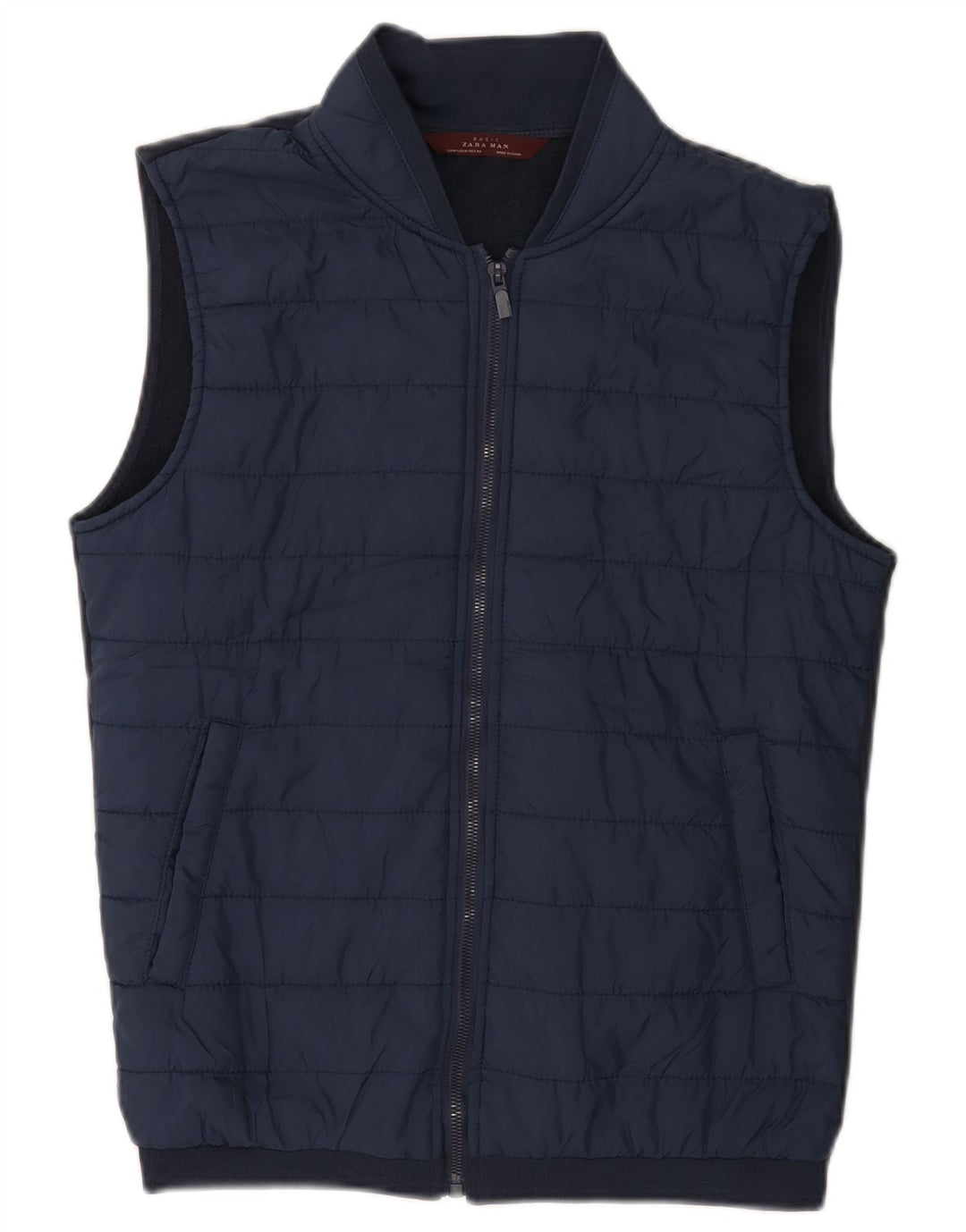 ZARA Mens Padded Gilet UK 38 Medium Navy Blue