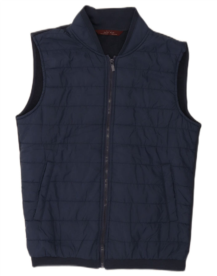 ZARA Mens Padded Gilet UK 38 Medium Navy Blue