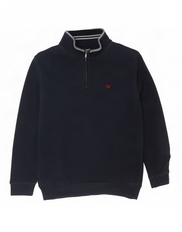 Besætningstøj Herre Zip Neck Jumper Sweater Stor Marineblå Bomuld