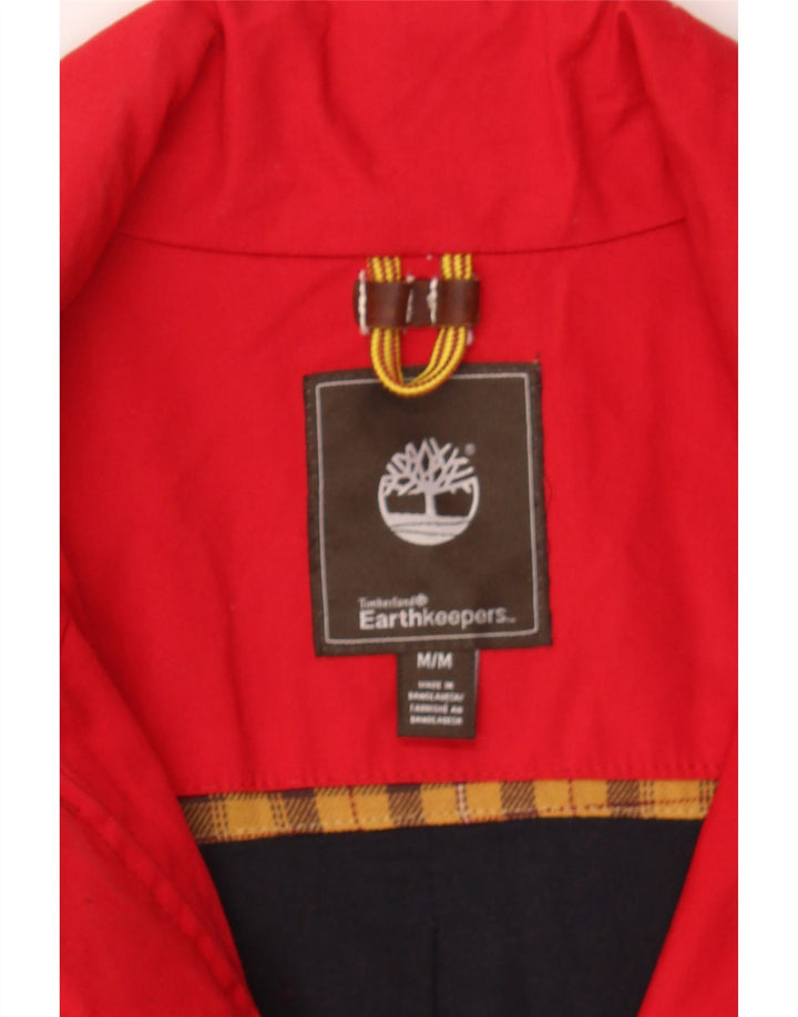 TIMBERLAND Mens Earthkeepers Windbreaker Jacket UK 38 Medium Red Polyester Vintage Timberland and Second-Hand Timberland from Messina Hembry 