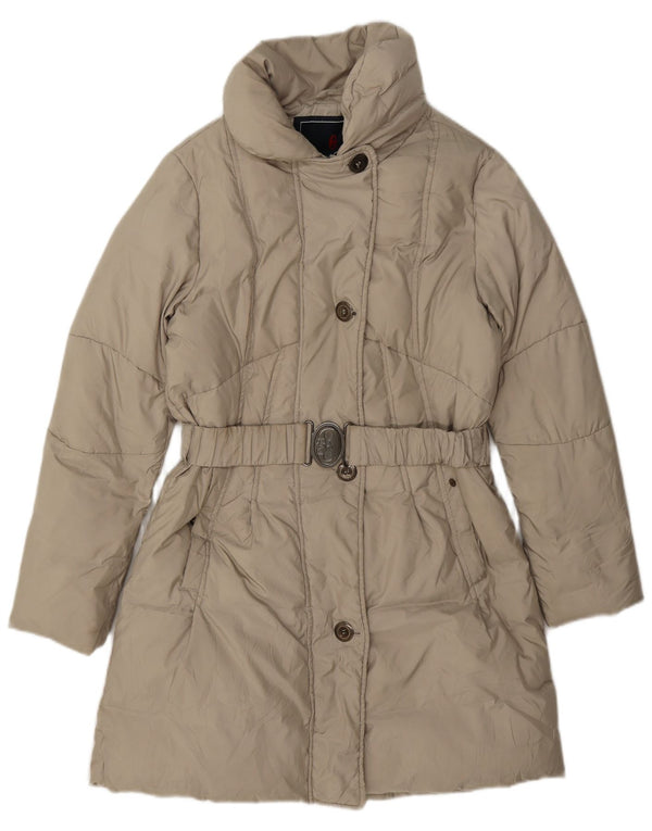 Conte of Florence Womens Padded Coat IT 42 Medium Beige Polyester