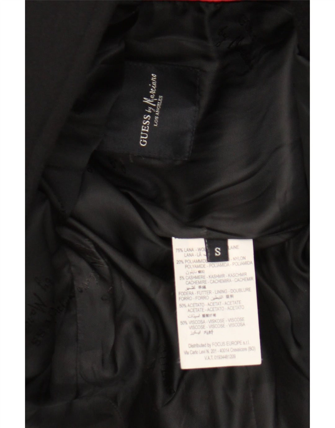Guess By Marciano Mens Overcoat UK 36 Small Black Wool