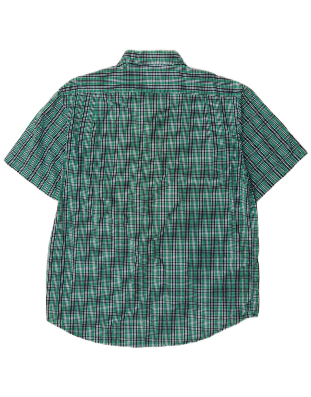 IZOD Mens Short Sleeve Shirt Large Green Check Cotton