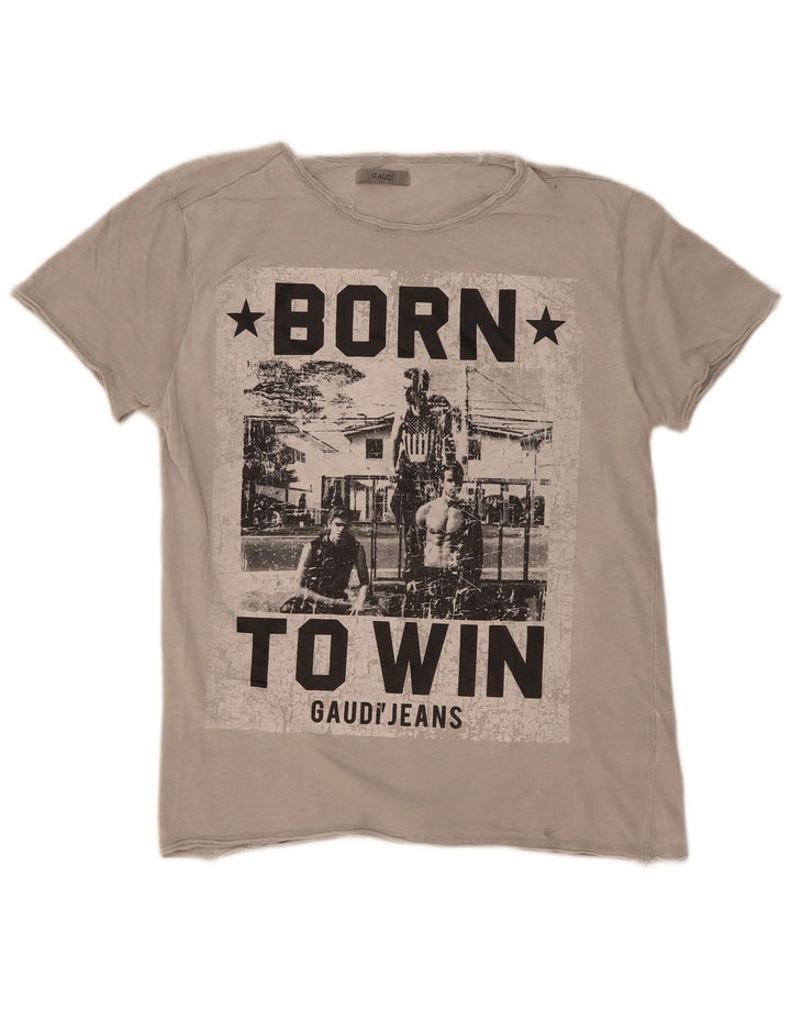 Gaudi Herren-T-Shirt mit Grafik, mittelgraue Baumwolle