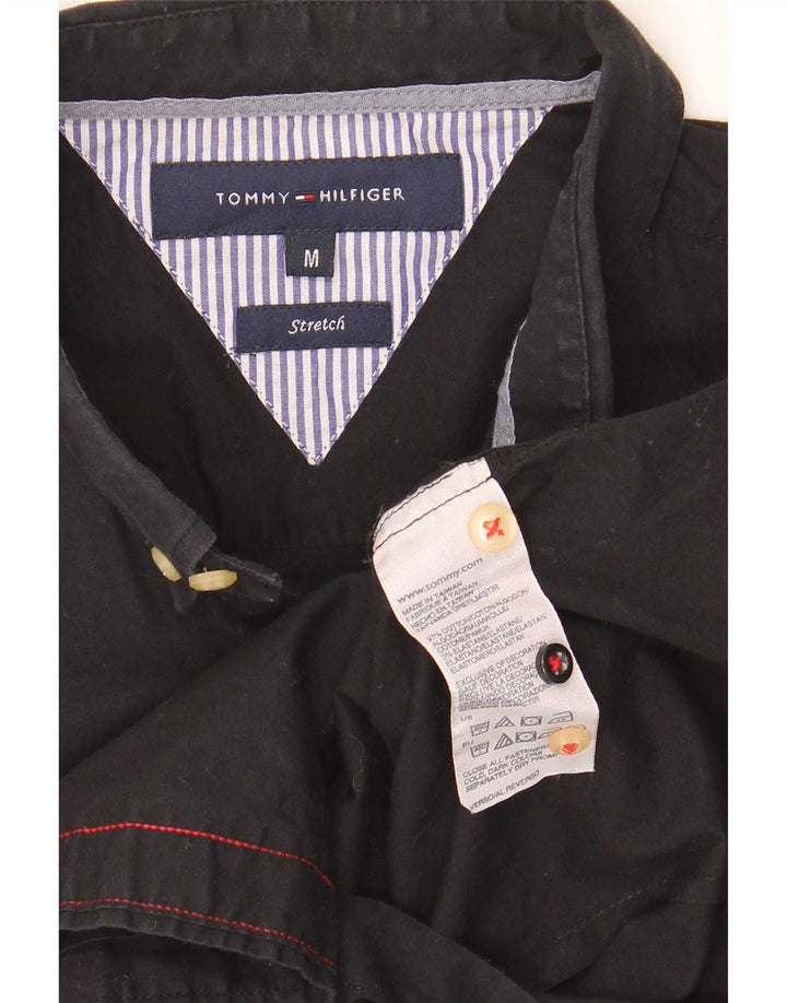 Tommy Hilfiger Mens Stretch Shirt Medium Black Cotton