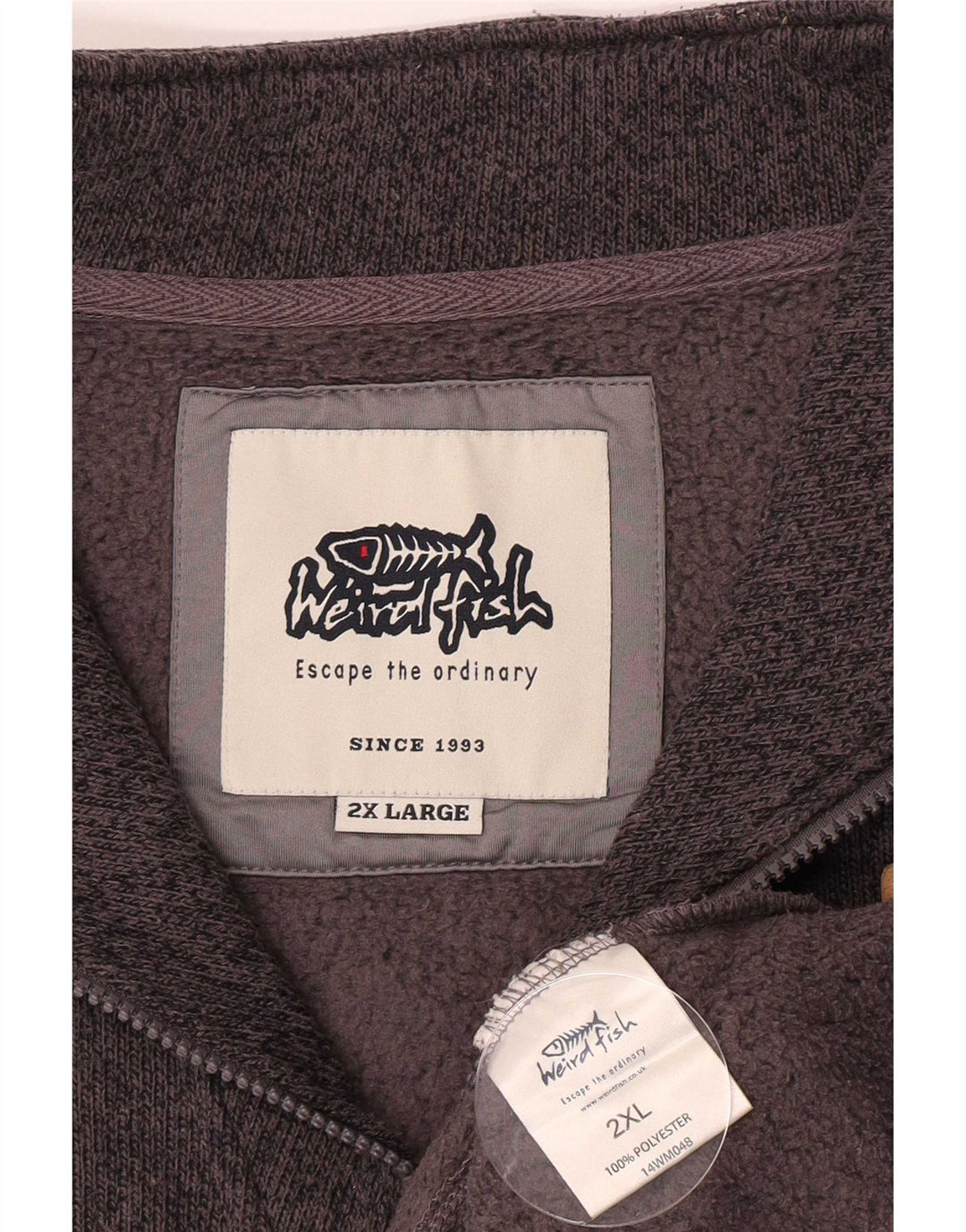 Weird Fish Herre Zip Neck Jumper Sweater 2XL Grå Polyester