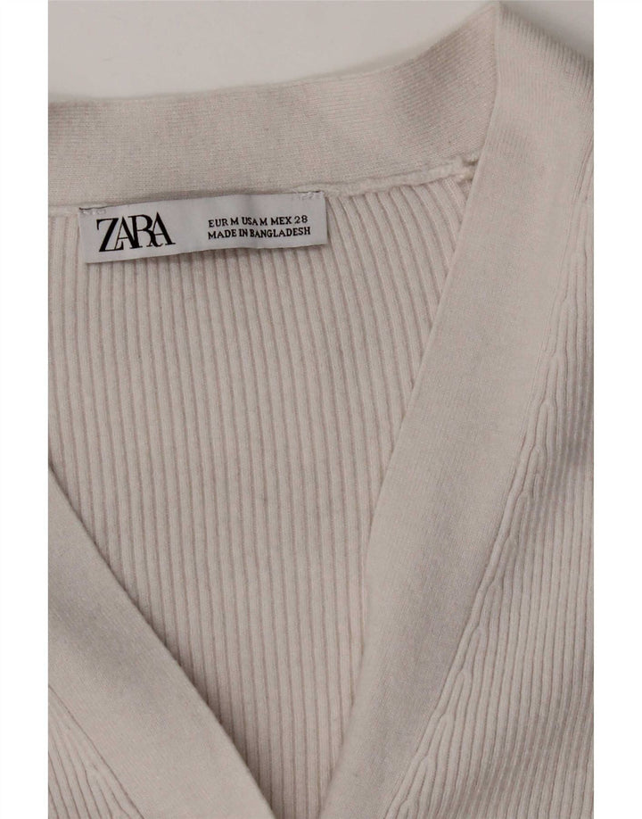 Zara Womens Crop Cardigan Sweater UK 14 Medium White