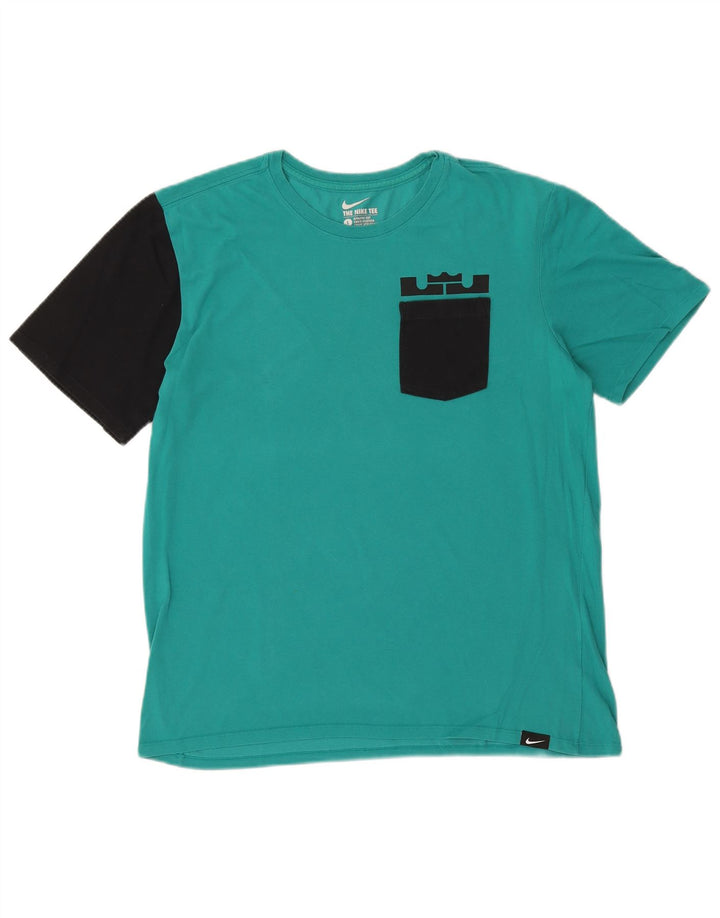 Nike Mens Dri Fit T-Shirt Top Large Turquoise Colourblock