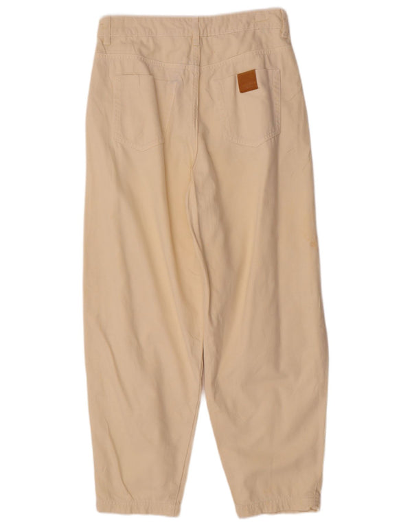 Zara Damen-Freizeithose mit hoher Taille, lockere Passform, EU 38, Größe S, W28, L26, Beige