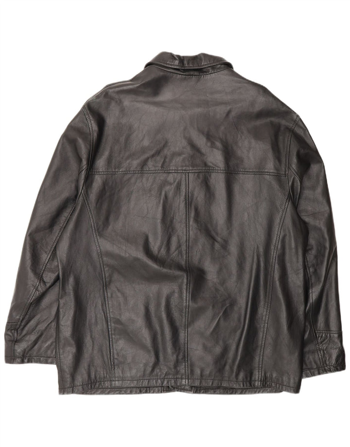 B.ONE Mens Leather Jacket UK 42 XL Black Leather