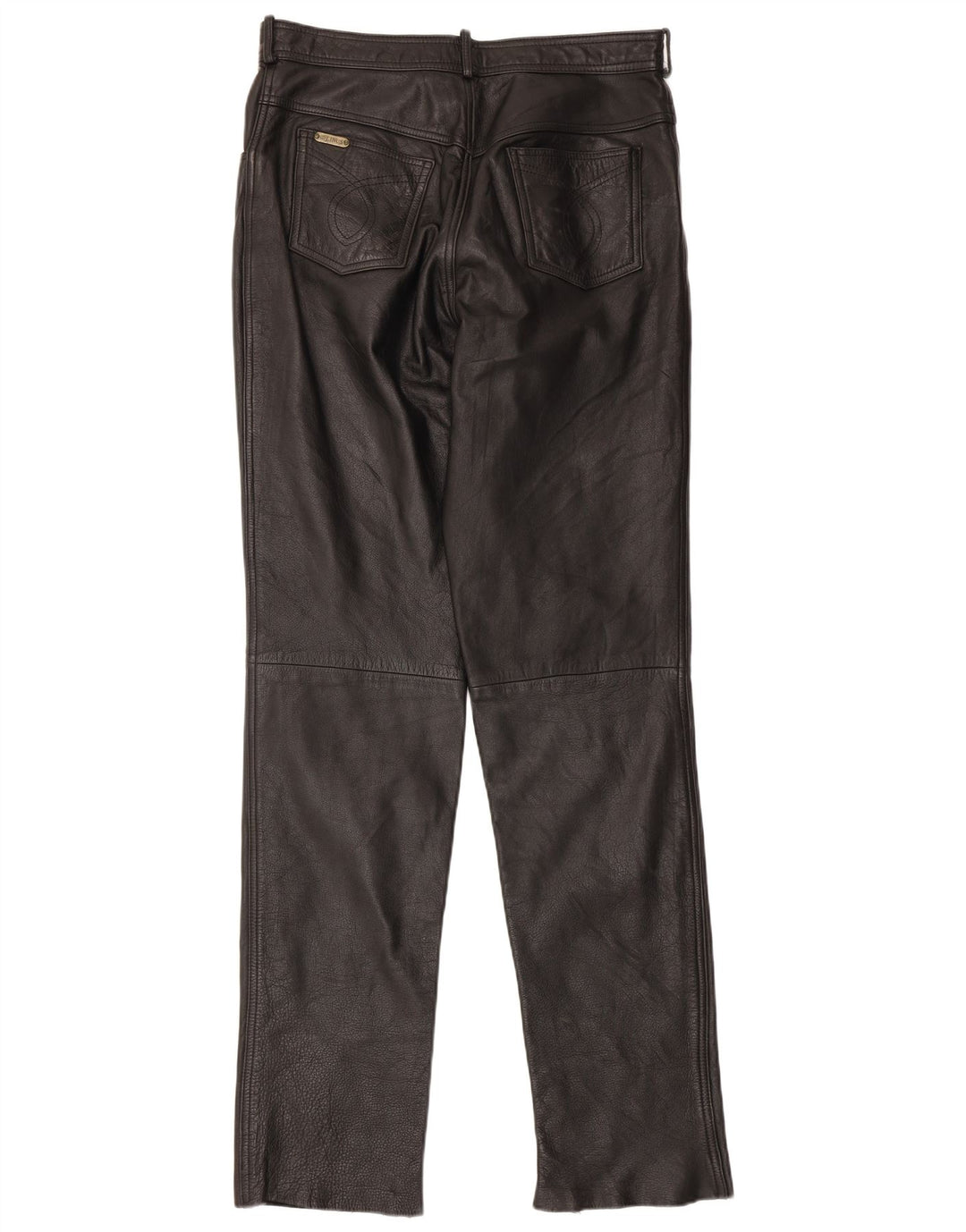 Linus Mens Slim Leather Trousers W34 L34 Black