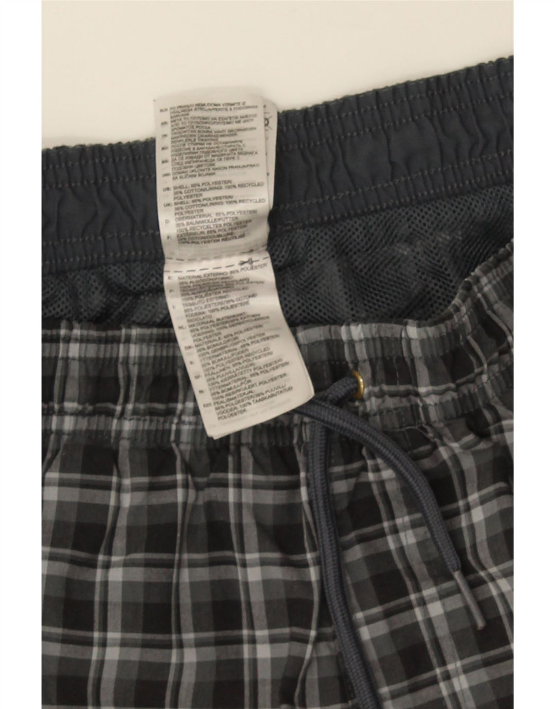 Pantaloni scurți de înot Adidas pentru bărbați, poliester cu carouri, gri mediu