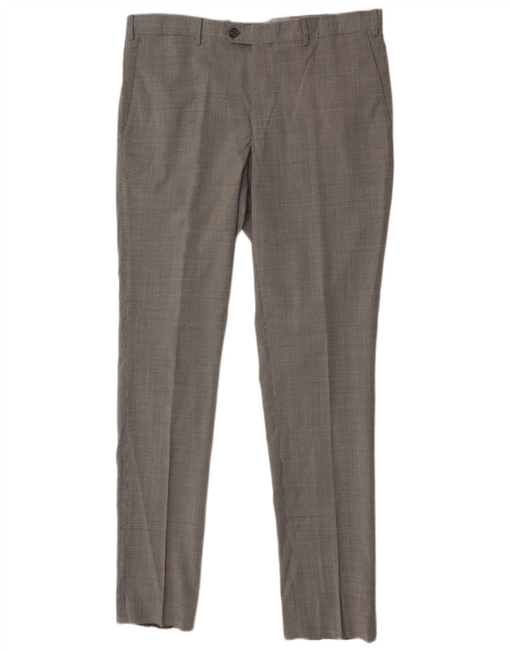 Massimo Dutti Mens Casual Trousers EU 44 Large W34 L33 Black Houndstooth