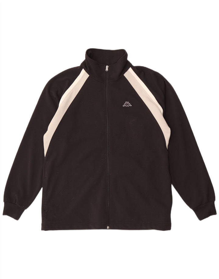Kappa Herren-Trainingsanzug-Top-Jacke, großes schwarzes Farbblock-Polyester