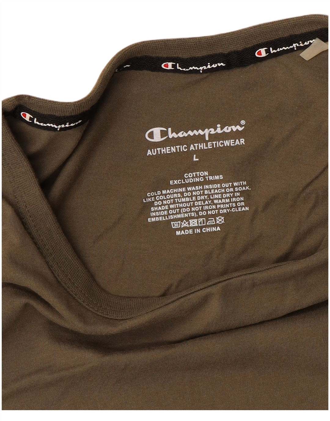 CHAMPION Mens Graphic Top Long Sleeve Large Brown Cotton