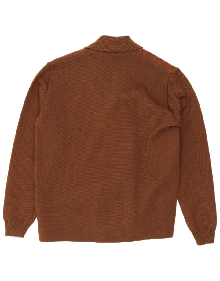 Vintage Mens Cardigan Sweater Small Brown