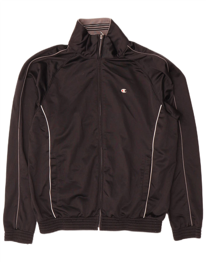 Champion Mens Tracksuit Top Jacket Medium Black Polyester