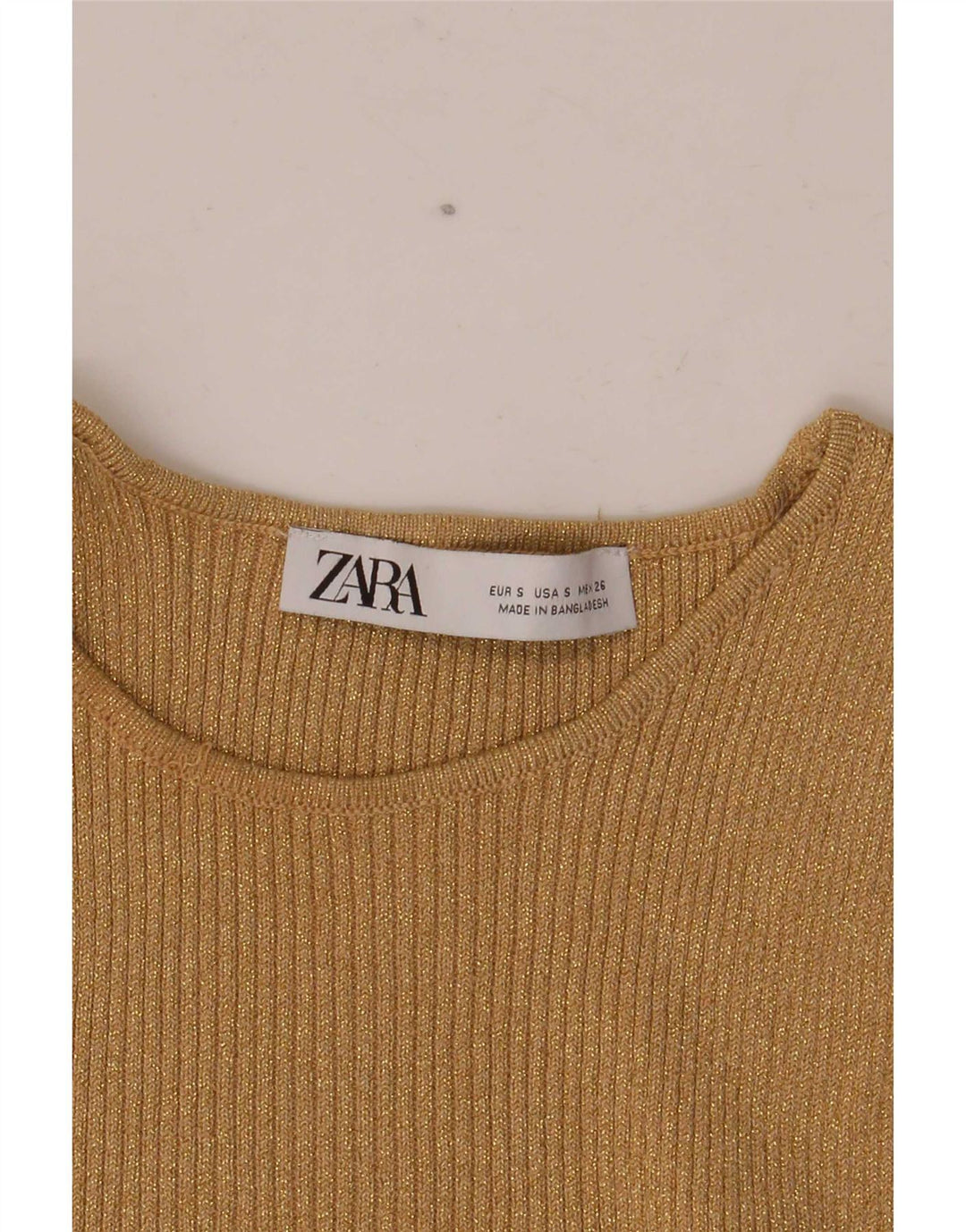 Canotta corta da donna Zara UK 8 piccola Beige