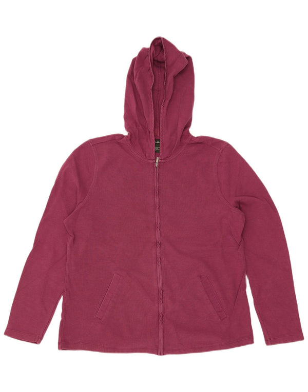 EDDIE BAUER Maglione con cappuccio e zip da donna UK 16 Grande cotone rosa