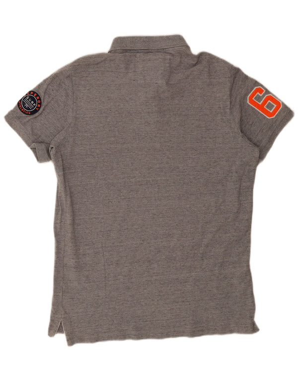 Superdry Herren-Poloshirt mit Grafik, 2XL, graue Baumwolle