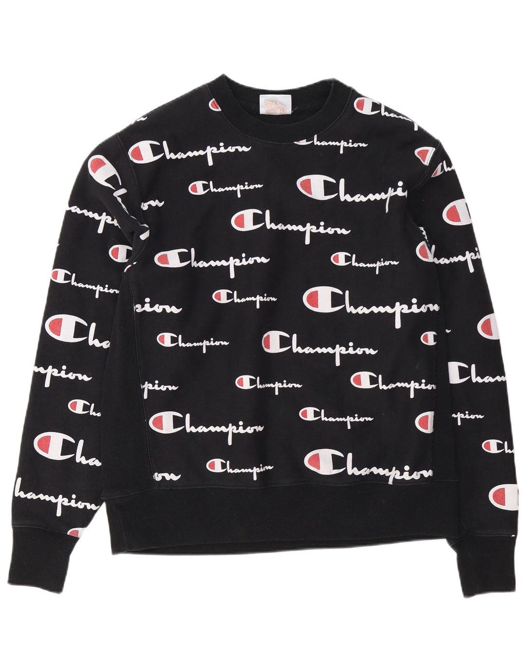 Champion Mens Graphic Sweatshirt Jumper Large Black Cotton