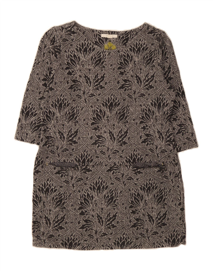 WHITE STUFF Womens 3/4 Sleeve Basic Dress UK 12 Medium Grey Floral Cotton Vintage White Stuff and Second-Hand White Stuff from Messina Hembry 