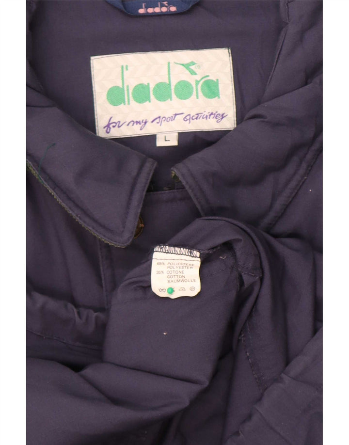 Diadora Veste coupe-vent pour homme UK 40 Large Bleu marine Polyester