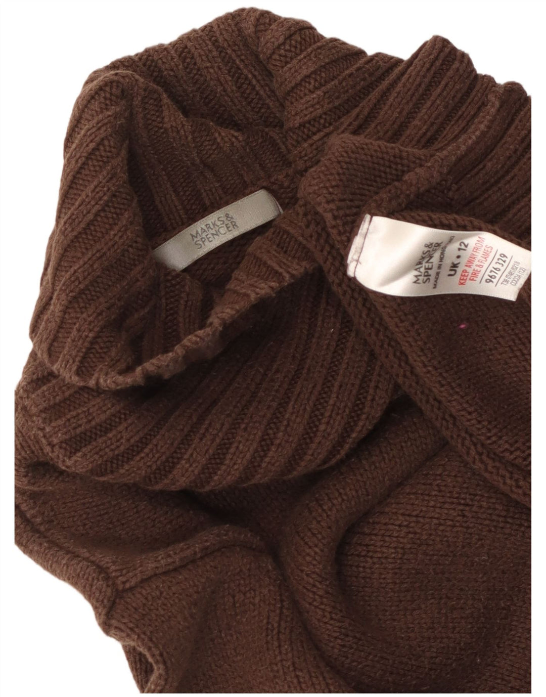 Marks & Spencer Dame Crop Roll Neck Jumper Sweater UK 12 Medium Brown