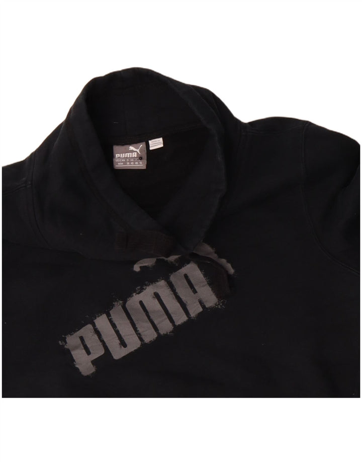 Puma Womens Graphic Sweatshirt Jumper UK 12 Medium Black