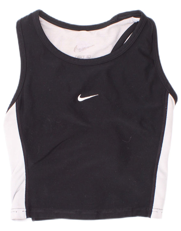 Nike Mädchen Dri Fit Crop Vest Top, 8–9 Jahre, Schwarz, Farbblock